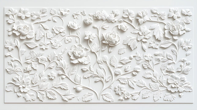 Intricate monochrome floral and leaf pattern on textured background