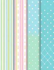 Colorful striped and polka dot patterns.
