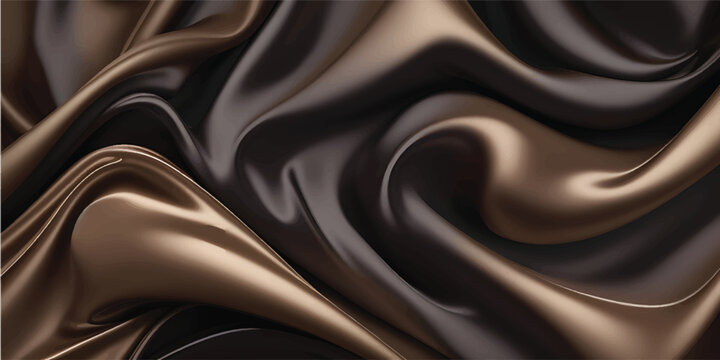 Elegant rippled black silk and satin fabric textile creates a smooth shiny luxury material background with soft wavy drapery for fashion design decoration