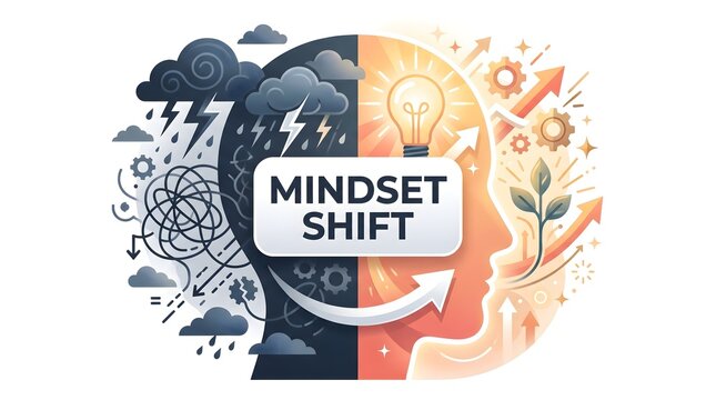 Mindset Shift Concept from Negative Chaos to Positive Creative Thinking