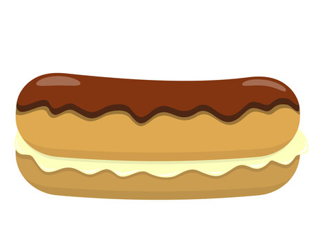 Sweet eclair dessert pastry vector illustration