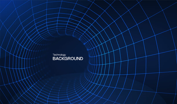 Grid 3d time for tunnel wireframe wormhole and vortex perspective pattern. Background tech warp for abstract shape tube and portal space funnel. Grid lattice science for tunnel technology.