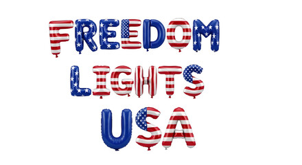 Obraz premium Patriotic 4th of july freedom lights usa balloons on isolated transparent background
