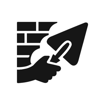 Bricklaying masonry trowel solid black icon vector illustration