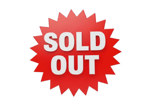 Red sold out stamp isolated on transparent background