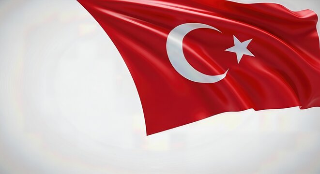 Turkey Flag 3D Illustration Isolated on Transparent Background