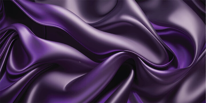 An elegant abstract backdrop of smooth purple and pink silk fabric featuring soft wavy curves and a shiny satin texture for a luxury violet textile decoration