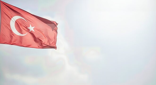 Turkey Flag 3D Illustration Isolated on Transparent Background