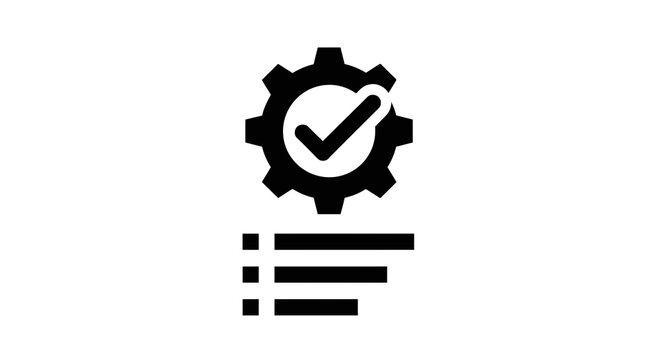 Gear icon with check mark.
