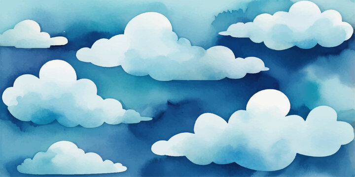 Seamless summer nature wallpaper design featuring a cartoon blue sky with clouds and a sun icon set in a flat vector illustration pattern for a bright day weather cloudscape