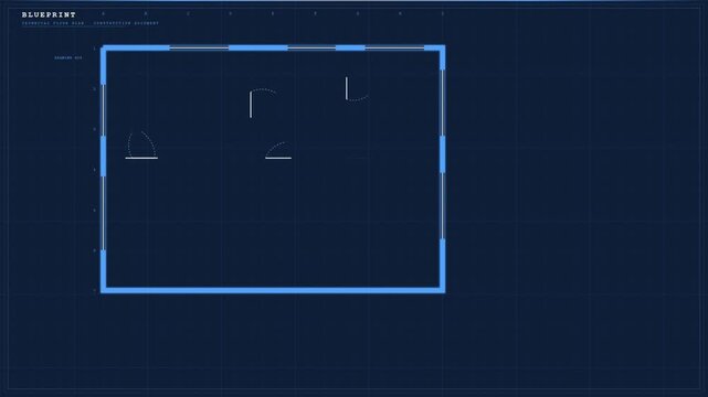Architectural blueprint floor plan with technical drawing dimensions and room labels