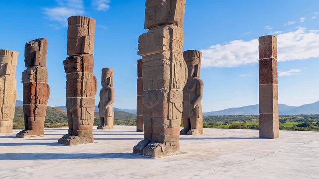 Atlantean stone warriors at Tula archaeological site