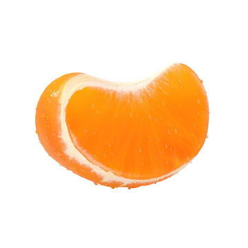Close-up of a Wet Mandarin Orange Slice with Water Droplets