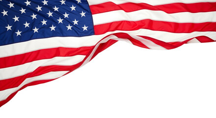 Obraz premium Waving american flag for american independence day celebrations isolated on transparent background