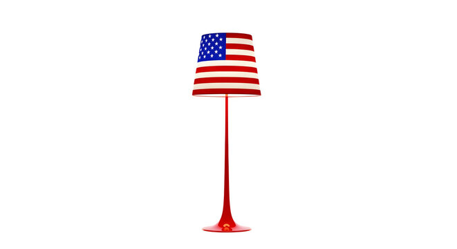 American independence day lamp with usa flag design isolated on transparent background