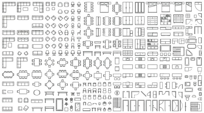 Set of furniture icons for interior design