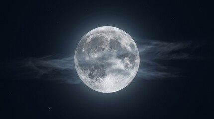 Obraz premium Mystical Full Moon Illumination on a Dark Halloween Night, Casting an Ethereal Glow Through Sparse Clouds and Creating a Spooky Autumn Ambiance