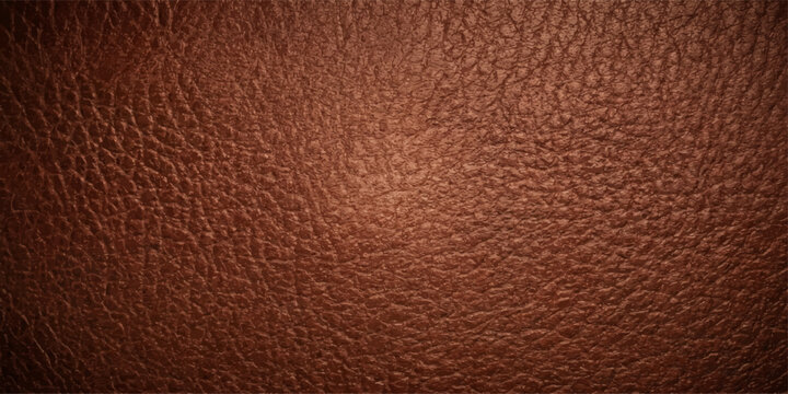 A close-up view unveils the intricate texture and natural beauty of a richly textured brown leather surface. The focus is on its tactile, high-quality material.