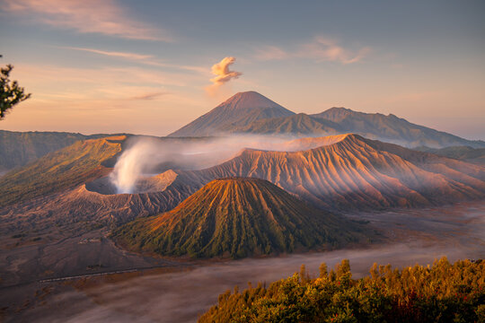 Amazing landscape of the Bromo Tengger Semeru National Park, Indonesia