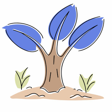 Stylized Welwitschia mirabilis plant with blue leaves on a light background