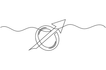 Obraz premium Arrow male gender symbol continuous one line drawing minimalist symbol vector illustration