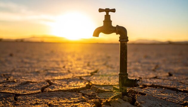 Vintage antique metal faucet and old rusty water tap pump pipe isolated on white