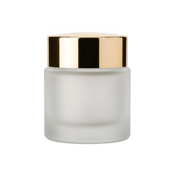Empty glass jar with gold lid