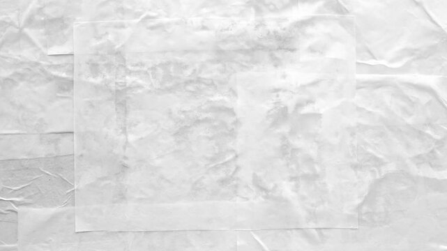 white crumpled and creased glued wrinkled paper poster texture background stop motion