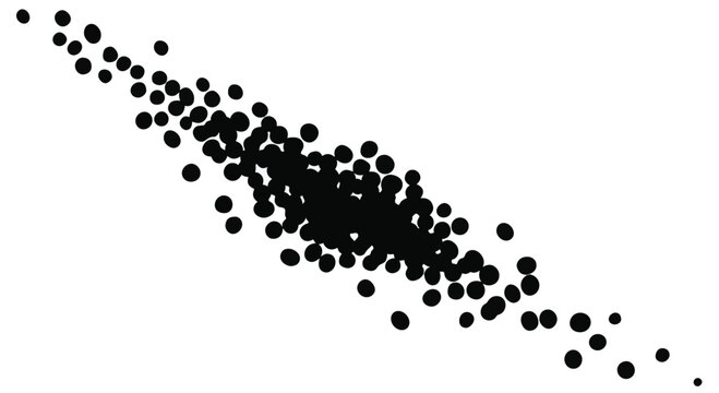 Abstract scatter plot representing data correlation and trends on a white background.