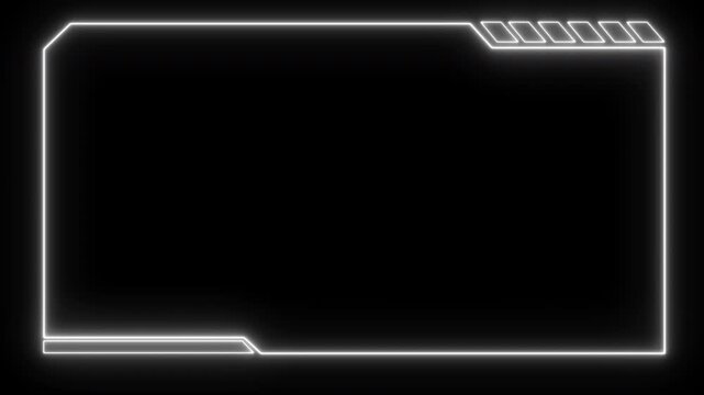 futuristic frame hud Sci-fi squre white in transition zoom animation with bar looping, neon video frame square, technology line universal, Technology hologram frame border
