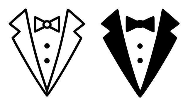 Tuxedo minimalist icon in outline and silhouette style