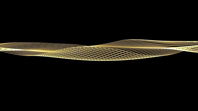 thin glowing gold curved lines flowing horizontally across a solid black background