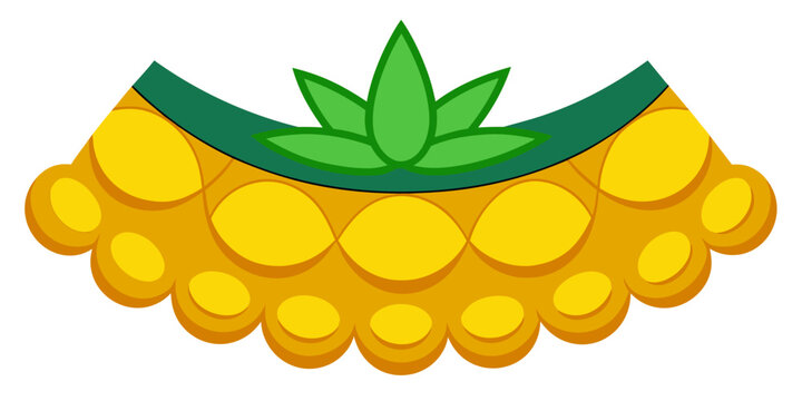 Stylized yellow pineapple patterned skirt or collar, vector