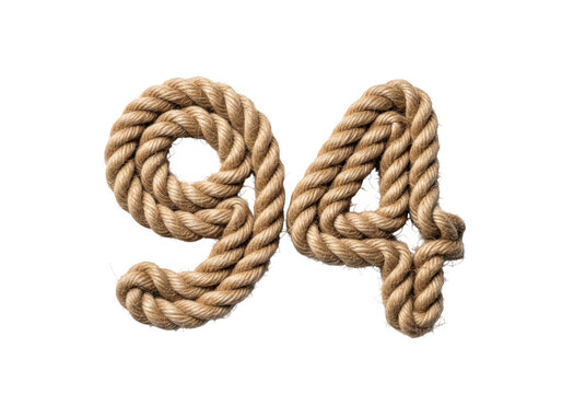 Rope-formed number 94 isolated on transparent background