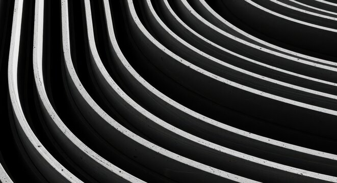 Abstract Black and White Curved Stripes Background with Shadow and Light