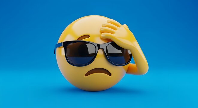 Sad Emoji Wearing Sunglasses Expressing Disappointment.