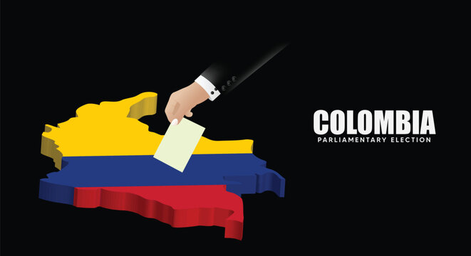 Colombia election concept with voting hand ballot democratic process political vector illustration