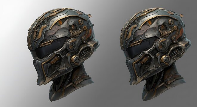 Ornate Sci-Fi Helmet: Digital Concept Art