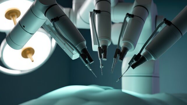 Robotic surgery tools, medical equipment, operating room, laparoscopic instruments