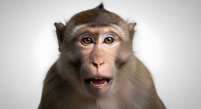 Close-up of Surprised Monkey with Expressive Face.