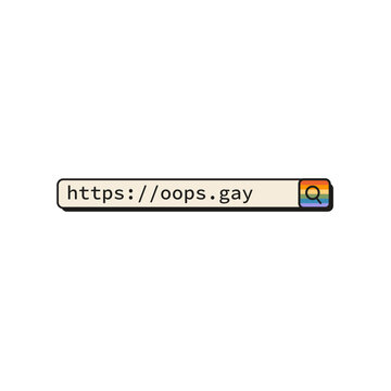 Retro computer search bar with rainbow icon and queer humor text isolated on white. 90s aesthetic web browser address bar with gay slogan for LGBTQ pride month and social media stickers. Vector.