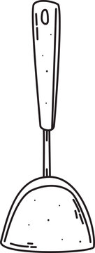 Spatula Dapur Line Art untuk Desain Menu Cafe