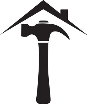 Black silhouette hammer icon with handle