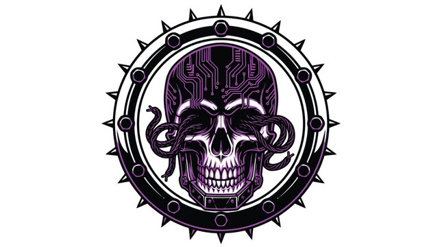 Skull emblem with spiked ring dark design.