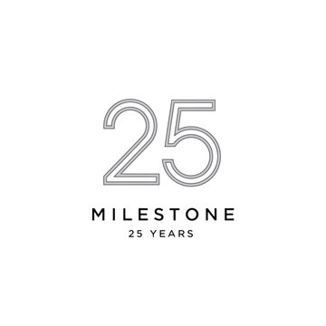 Minimal Silver 25th Anniversary Milestone Logo Design With Elegant Number And Years Text.