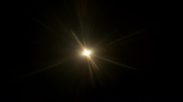 Real Warm Lens Flare Overlay Isolated on Black Background at 1000fps Slow Motion.