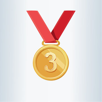Third Place Medal with Red Ribbon