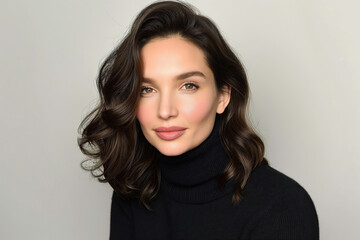 Fototapeta premium Elegant Woman Portrait in Black Turtleneck