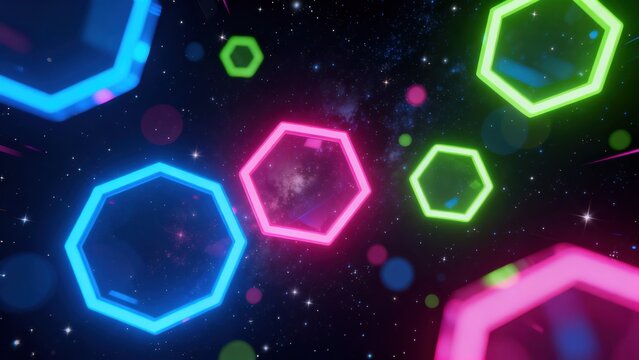 Neon hexagons in space