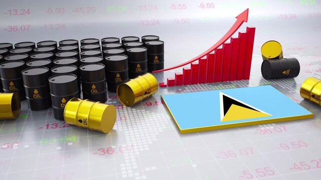 Saint Lucia Oil Price Increase Concept With Bar Chart and Oil Barrels
